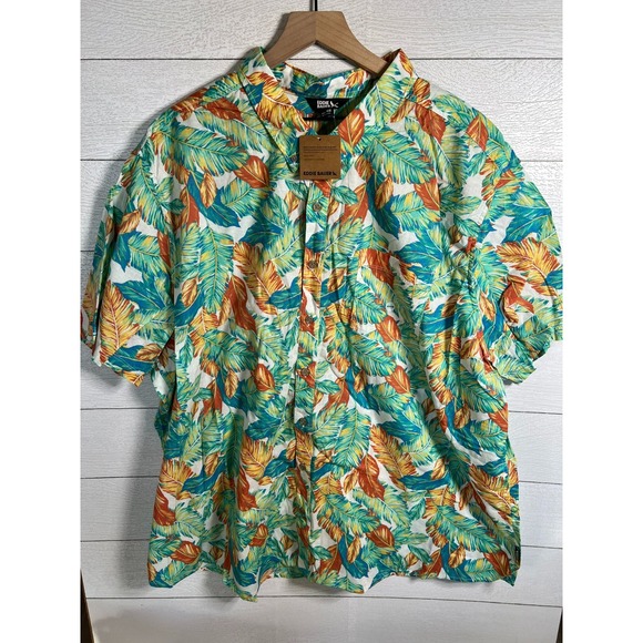 Eddie Bauer Other - Eddie Bauer NEW 4XB Tropical Print Camp Shirt Bright Jade Palm Leaf $50 MSRP